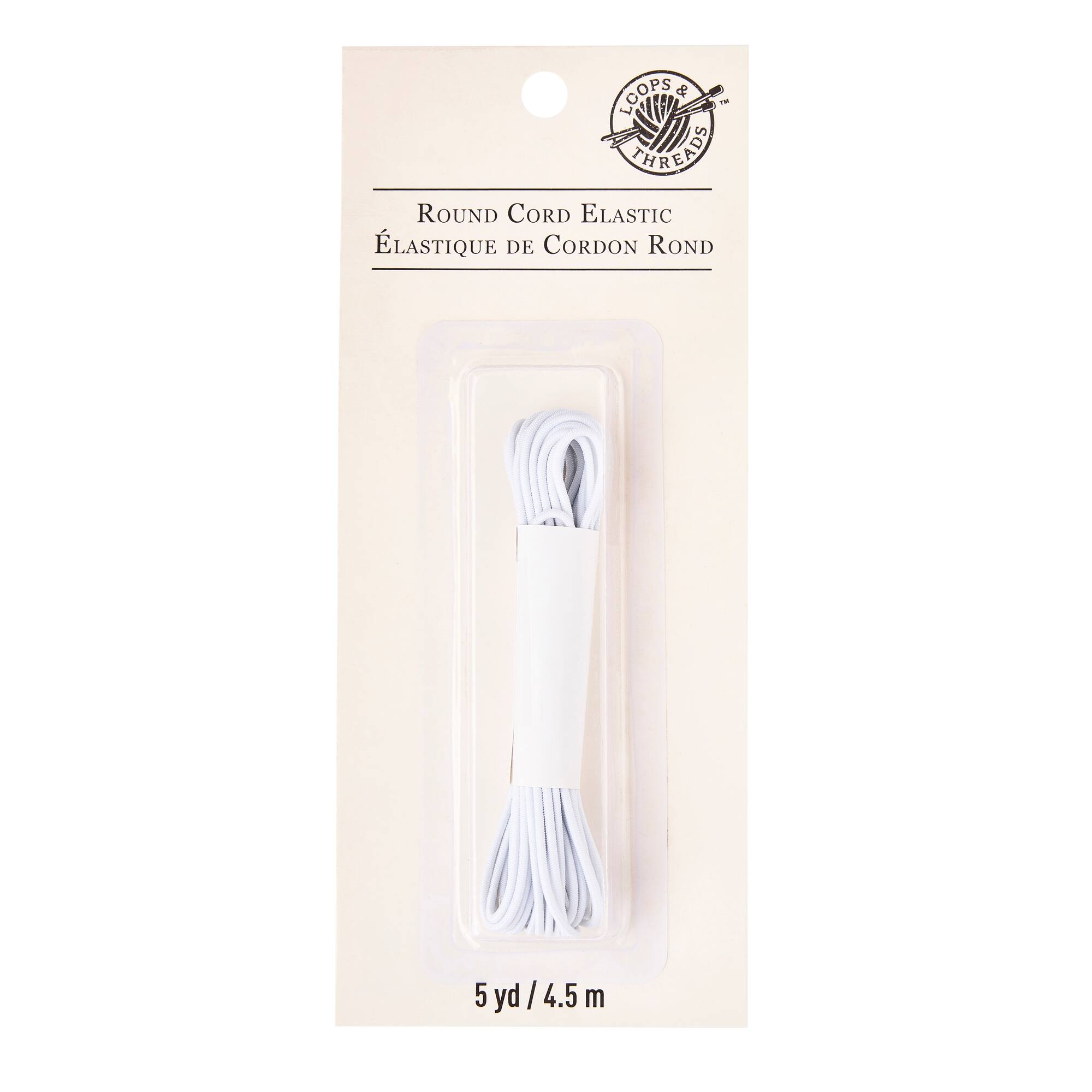 Loops & Threads™ Round Cord Elastic, White